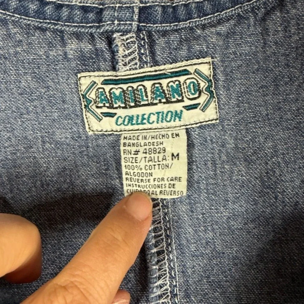 Vintage 90s Amilano Denim Cargo Mini Dress Full zip Womens Medium M Blue - Picture 3 of 8